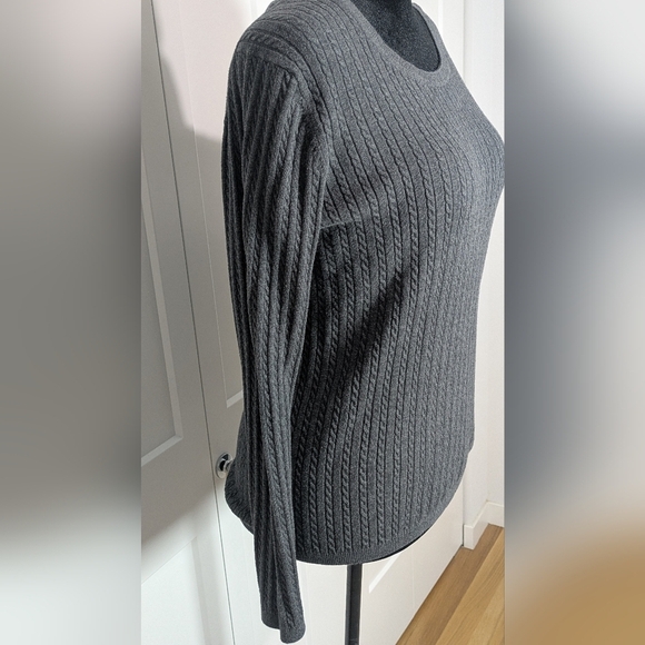 Tommy Hilfiger Womens Classic Thin Cable Knit Sweater Crewneck dark Gray XL - Picture 4 of 9
